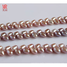 6-7mm AAA Rice Freshwater Pearl Strand, Wheat Design, Lavender
